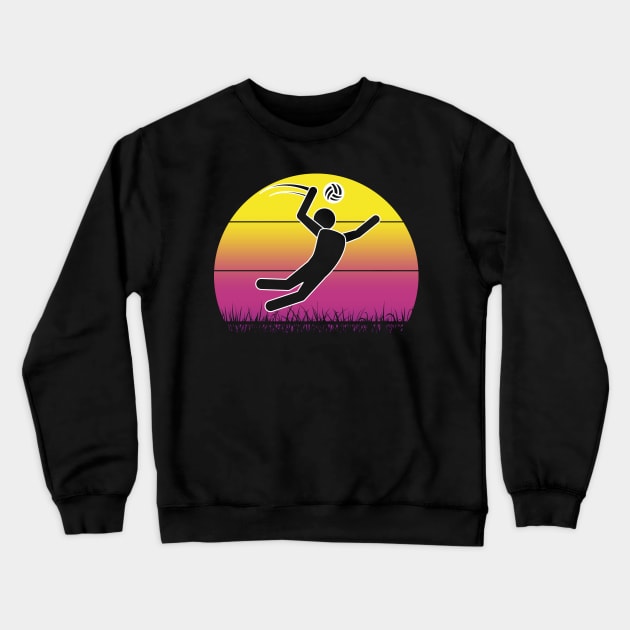Travel back in time with beach volleyball - Retro Sunsets shirt featuring a player! Crewneck Sweatshirt by Gomqes